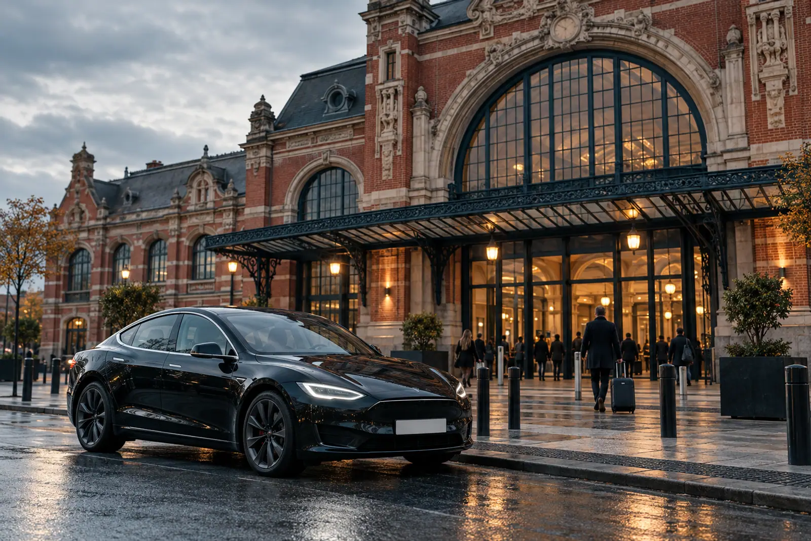 Chauffeur VTC devant la gare de Roubaix