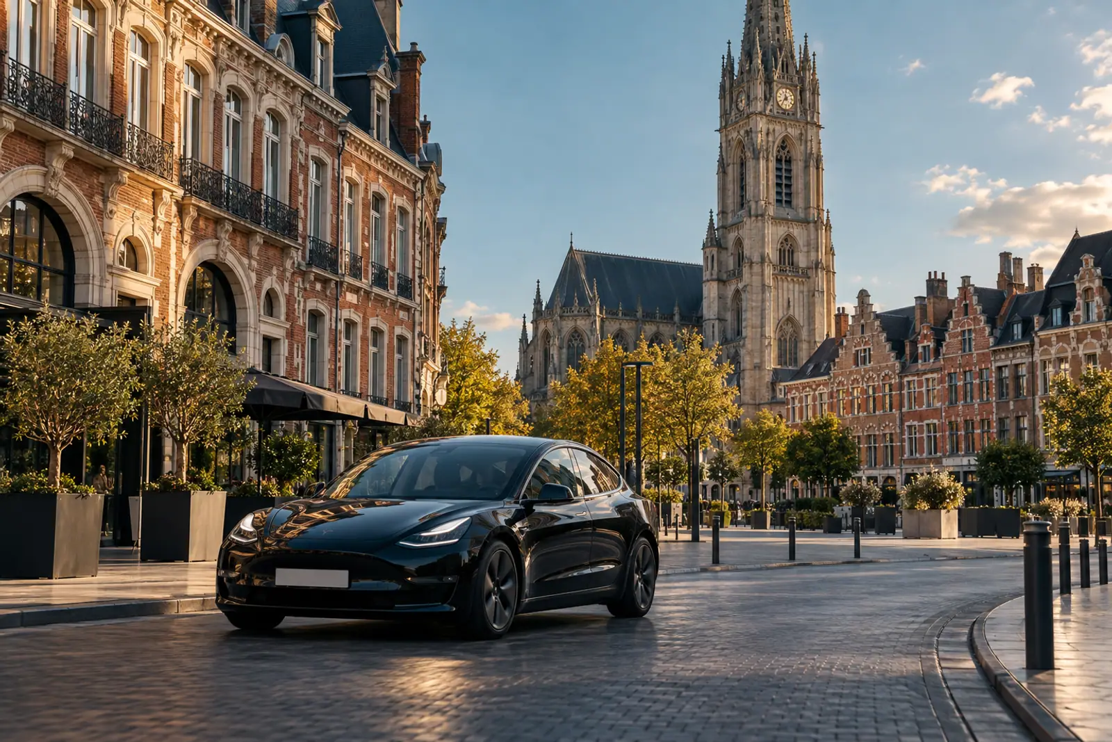 VTC dans le centre de Tourcoing près de l'église Saint-Christophe